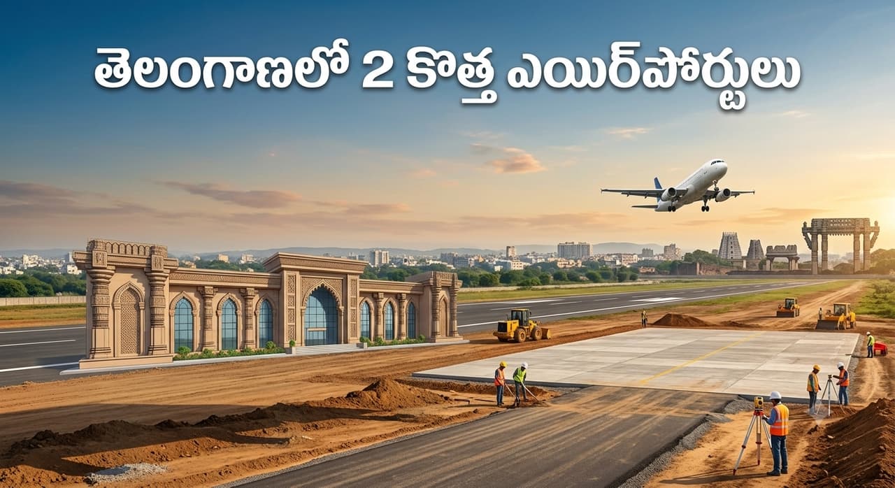 తెలంగాణలో కొత్తగా 2 ఎయిర్పోర్టులు.. బడ్జెట్ ఎంతో తెలిస్తే షాక్ అవ్వాల్సిందే తెలంగాణలో కొత్తగా 2 ఎయిర్పోర్టులు.. బడ్జెట్ ఎంతో తెలిస్తే షాక్ అవ్వాల్సిందే
