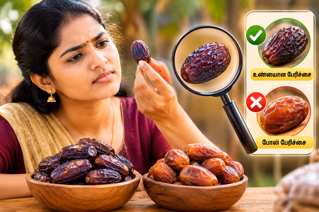 உண்மையான பேரிச்சம்பழத்தை எப்படி கண்டுபிடிப்பது? உண்மையான பேரிச்சம்பழத்தை எப்படி கண்டுபிடிப்பது?