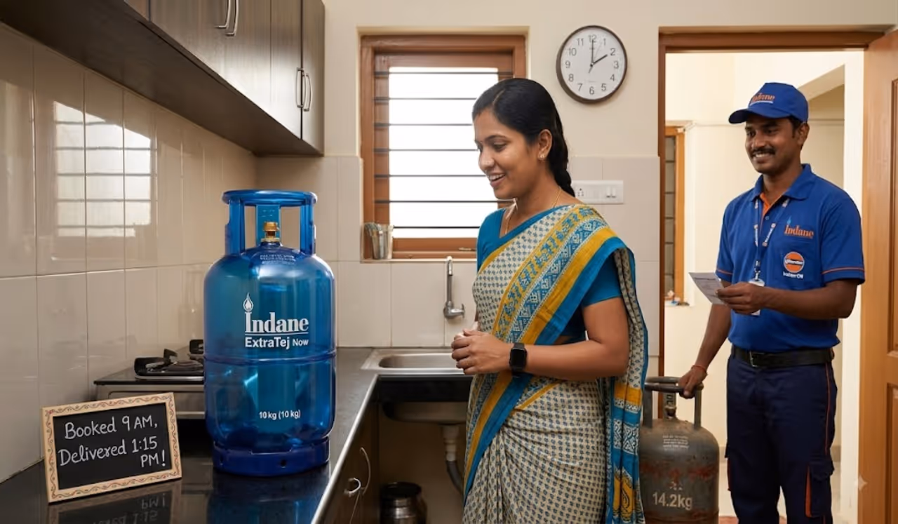 இனி 4 மணி நேரத்தில் கேஸ் சிலிண்டர் வீட்டுக்கு வரும் இனி 4 மணி நேரத்தில் கேஸ் சிலிண்டர் வீட்டுக்கு வரும்