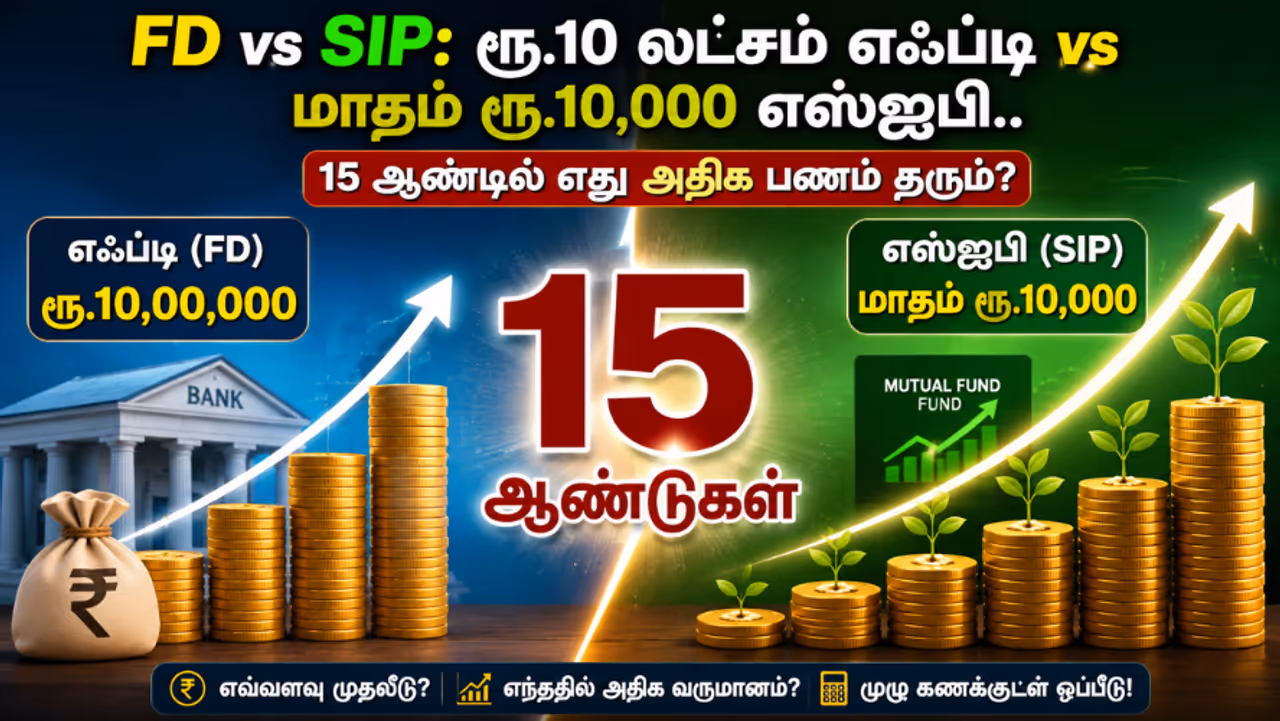 ரூ.10 லட்சம் எஃப்டி vs மாதம் ரூ.10,000 எஸ்ஐபி ரூ.10 லட்சம் எஃப்டி vs மாதம் ரூ.10,000 எஸ்ஐபி