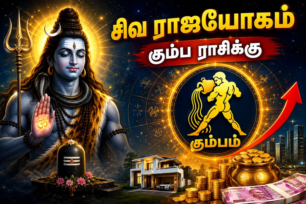 கும்ப ராசிக்கு சிவ ராஜயோகம்: இனி தடைகள் விலகி முன்னேற்றம் தொடங்கும்! கும்ப ராசிக்கு சிவ ராஜயோகம்: இனி தடைகள் விலகி முன்னேற்றம் தொடங்கும்!