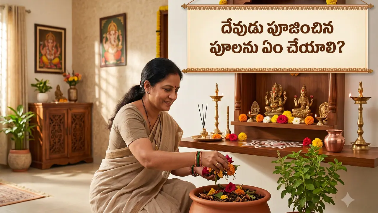పూజ చేసిన పువ్వులను ఏం చేయాలి? పూజ చేసిన పువ్వులను ఏం చేయాలి?