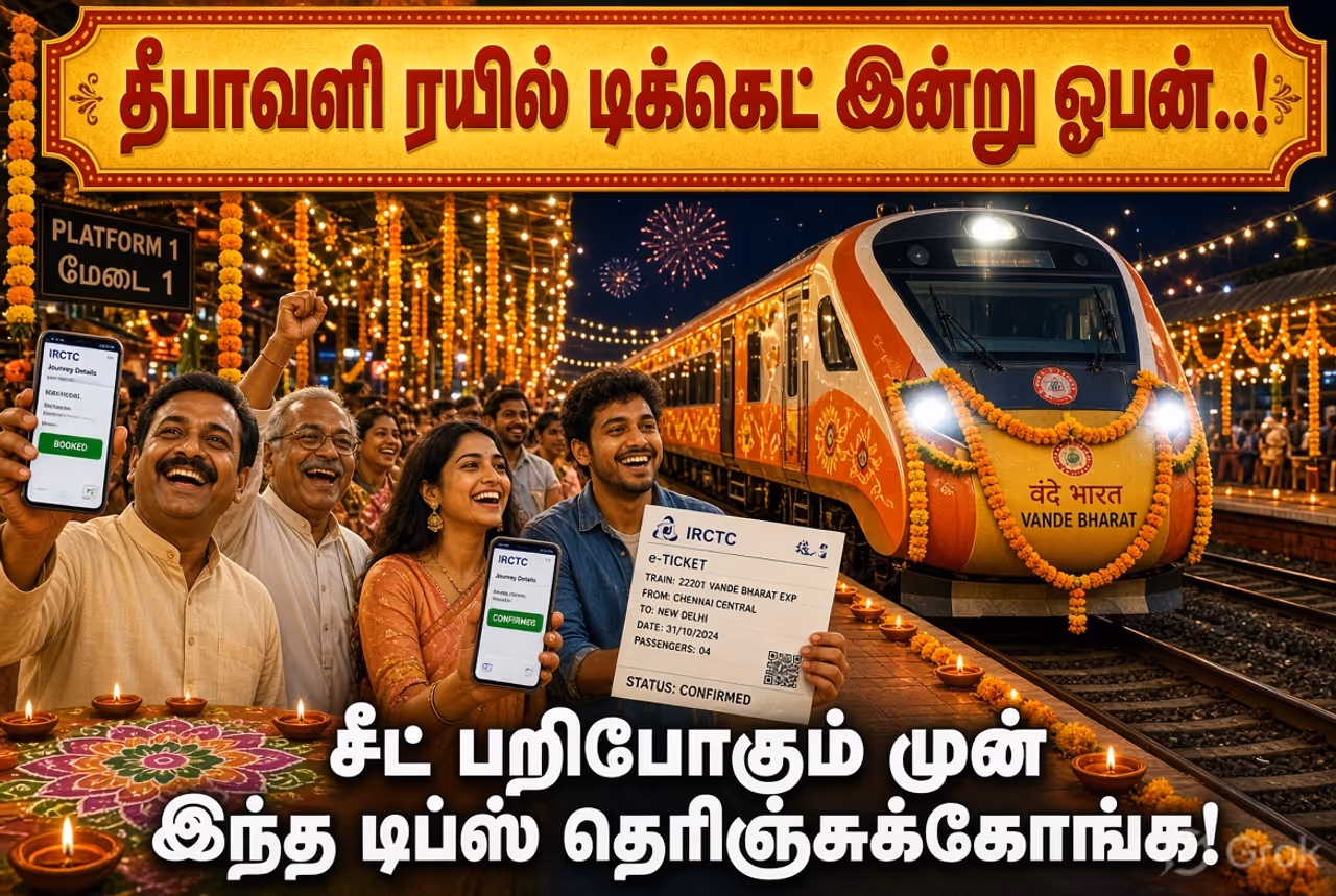 தீபாவளி பண்டிகைக்கான ரயில் டிக்கெட் முன்பதிவு தீபாவளி பண்டிகைக்கான ரயில் டிக்கெட் முன்பதிவு
