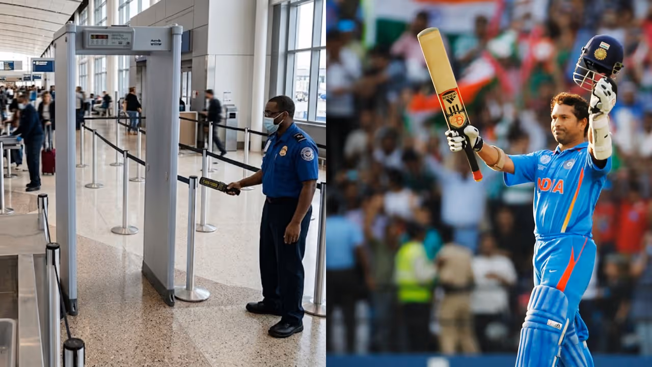 ஏர்போர்ட்டில் சச்சினுக்கு மெட்டல் டிடெக்டர் செக்கிங் கிடையாது ஏர்போர்ட்டில் சச்சினுக்கு மெட்டல் டிடெக்டர் செக்கிங் கிடையாது