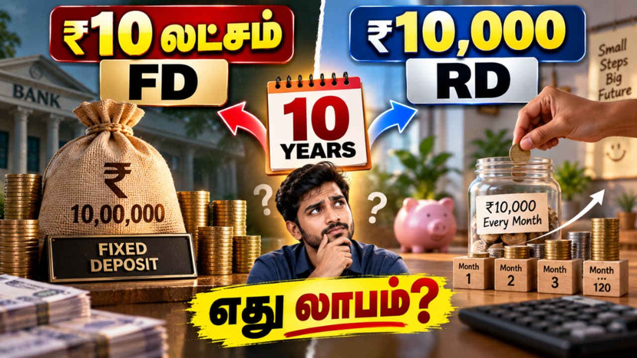 10 லட்சம் முதலீடு vs மாதம் 10,000 சேமிப்பு 10 லட்சம் முதலீடு vs மாதம் 10,000 சேமிப்பு