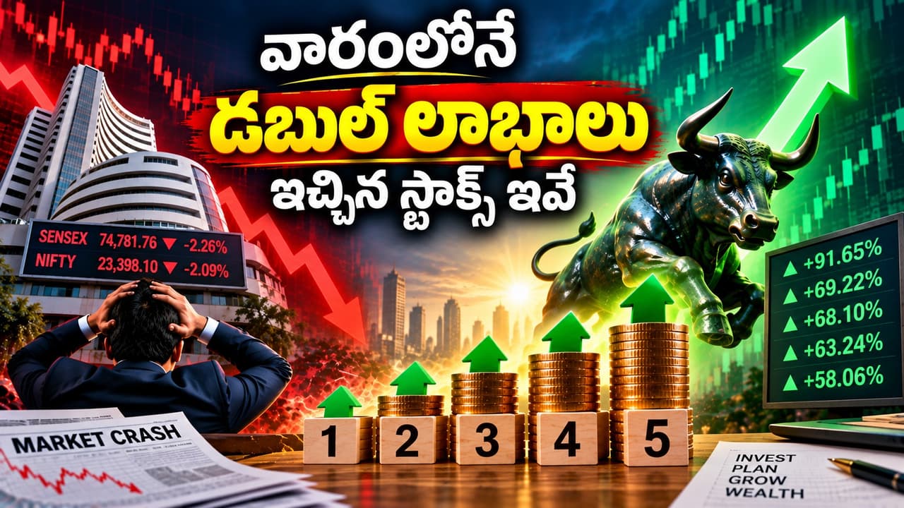 స్టాక్ మార్కెట్ పడిపోయినా ఈ 5 షేర్లు పెరిగాయి.. వారంలోనే డబుల్ రిటర్న్స్ స్టాక్ మార్కెట్ పడిపోయినా ఈ 5 షేర్లు పెరిగాయి.. వారంలోనే డబుల్ రిటర్న్స్
