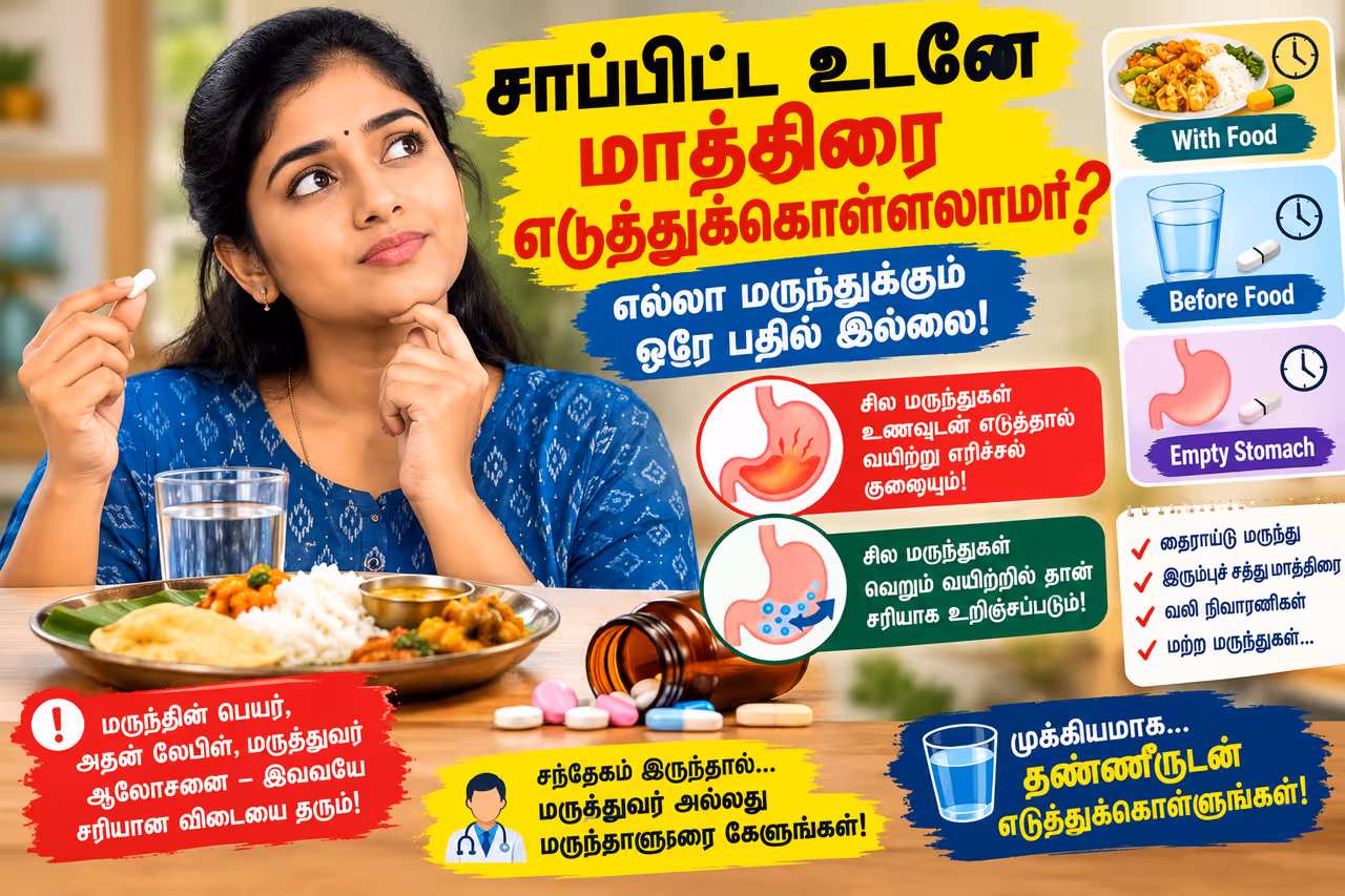 சாப்பிட்ட உடனே மாத்திரை எடுத்துக்கொள்ளலாமா? சாப்பிட்ட உடனே மாத்திரை எடுத்துக்கொள்ளலாமா?
