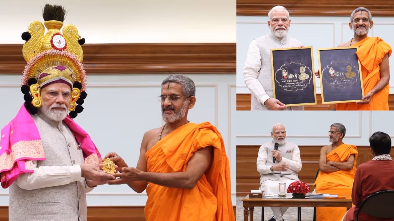 ಸಂತಸ ಹಂಚಿಕೊಂಡ ಪ್ರಧಾನಿ ಸಂತಸ ಹಂಚಿಕೊಂಡ ಪ್ರಧಾನಿ