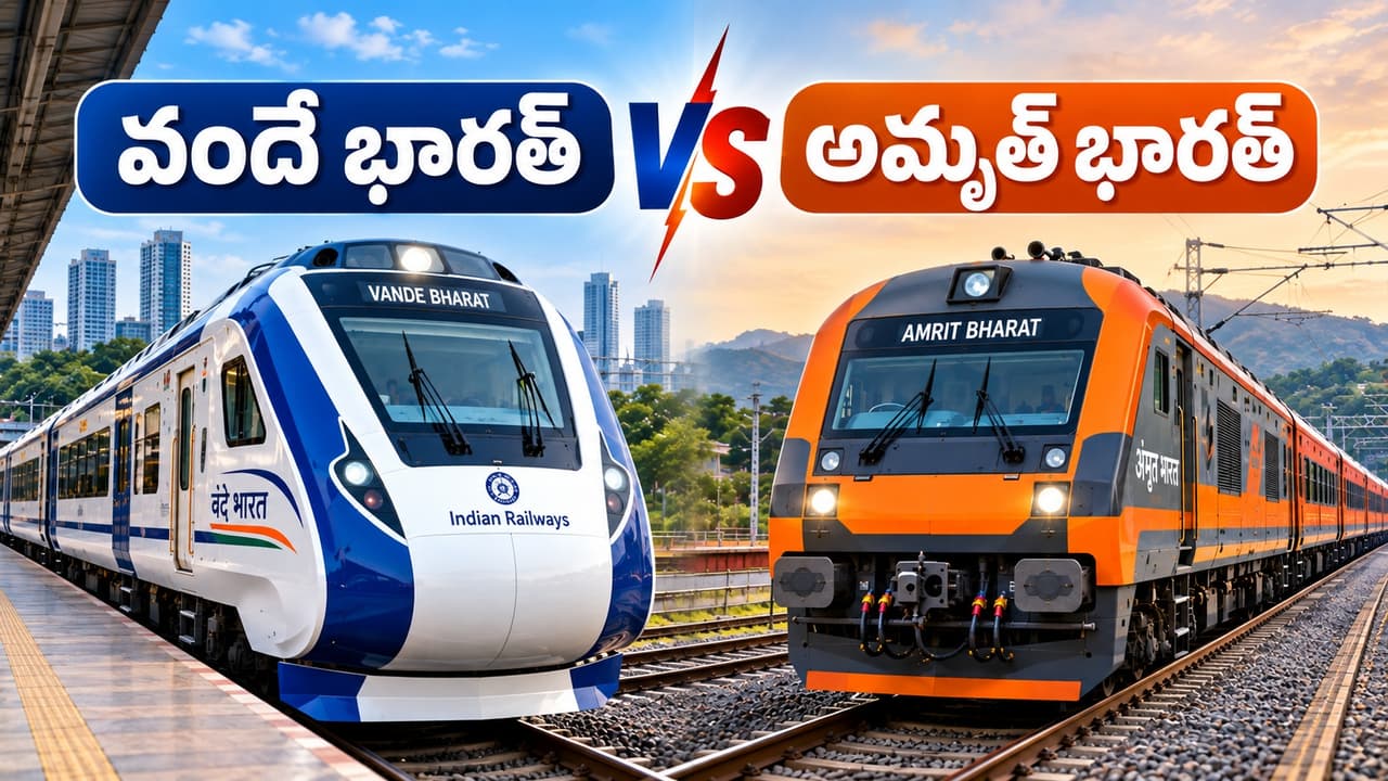 సామాన్యుల సూపర్ ఫాస్ట్ రైలు అమృత్ భారత్.. వందే భారత్తో పోలిస్తే ఏది బెస్ట్? సామాన్యుల సూపర్ ఫాస్ట్ రైలు అమృత్ భారత్.. వందే భారత్తో పోలిస్తే ఏది బెస్ట్?