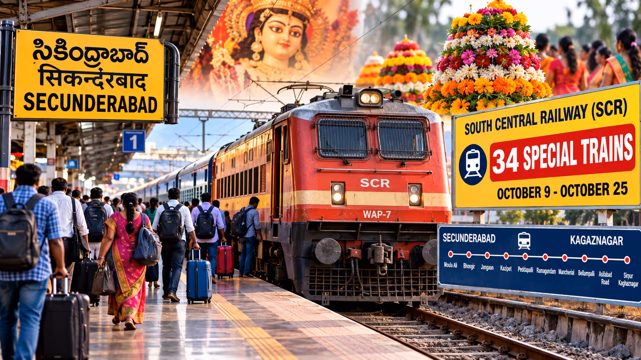 పండుగకి ఊరెళ్తున్నారా? ప్రయాణికులకు గుడ్ న్యూస్.. 34 స్పెషల్ ట్రైన్స్ వచ్చేశాయి పండుగకి ఊరెళ్తున్నారా? ప్రయాణికులకు గుడ్ న్యూస్.. 34 స్పెషల్ ట్రైన్స్ వచ్చేశాయి