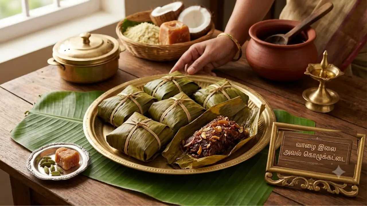 சிவப்பு அவல் வாழைப்பழம் கொழுக்கட்டை சிவப்பு அவல் வாழைப்பழம் கொழுக்கட்டை