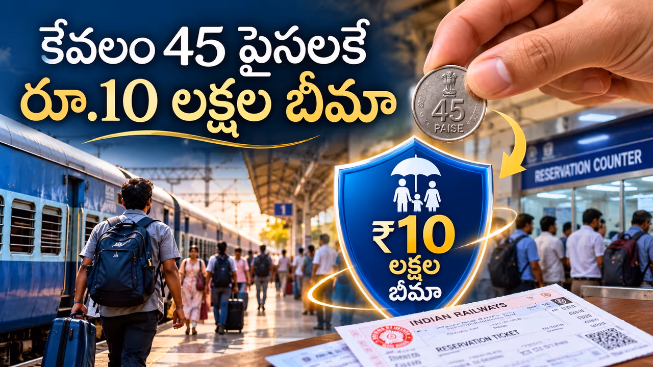 కేవలం 45 పైసలకే రైల్వే ట్రావెల్ ఇన్సూరెన్స్.. ఎవరికి వర్తిస్తుంది? ఎలా పొందాలి? కేవలం 45 పైసలకే రైల్వే ట్రావెల్ ఇన్సూరెన్స్.. ఎవరికి వర్తిస్తుంది? ఎలా పొందాలి?