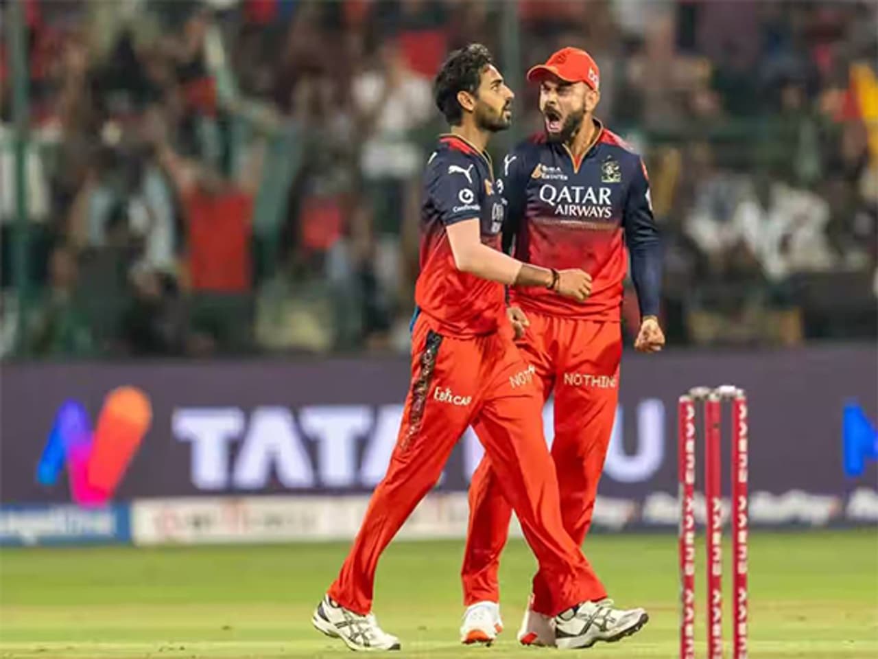 Bhuvneshwar Kumar celebrating with Virat Kohli (Photo: @BCCI/IPL) Bhuvneshwar Kumar celebrating with Virat Kohli (Photo: @BCCI/IPL)
