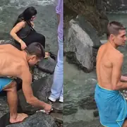 Foreign Tourist Cleans Up Trash at Himachal Waterfall, Sparks Debate on Civic Sense