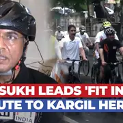 Mansukh Mandaviya Cycles With Army To Honour Kargil Heroes
