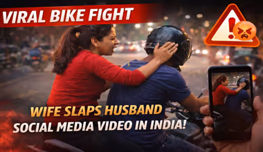 बाइक पर पत्नी ने 27 सेकेंड में पति को जड़े 14 थप्पड़, देखें Viral Video