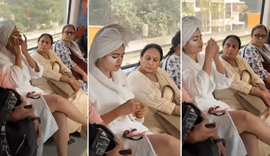 Spa Day on the Go? Woman in Bathrobe Does Skincare Routine Inside Delhi Metro, Video Sparks Debate