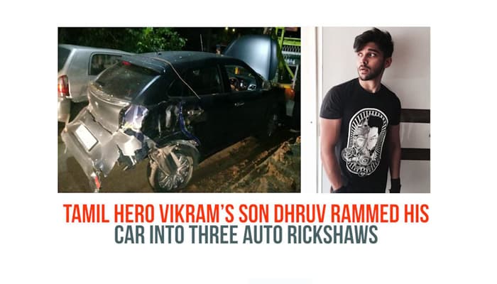 Kollywood actor Vikram's son Dhruv rams his car into auto rickshaws, injures three people (Video)
