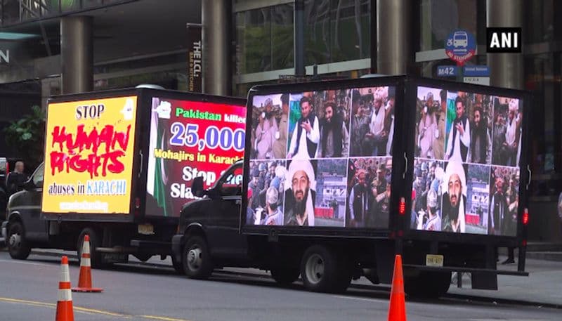 Digital banners on New York ad vans highlight atrocities against minorities in Karachi