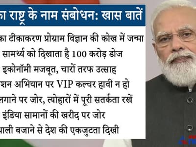 PM Modi : 21 मिनट के संबोधन में वैक्सीनेशन पर कही खास बात, मेड इन इंडिया सामानों की खरीद पर जोर