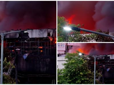 കോഴിക്കോട് തീപിടിത്തം: അഞ്ച് മണിക്കൂറുകളിൽ തീ നിയന്ത്രണ വിധേയം, പൂർണമായും അണഞ്ഞില്ല, നഗരമെങ്ങും കറുത്ത പുക