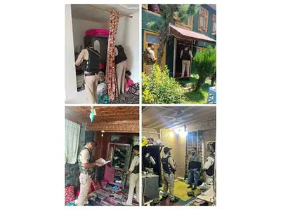 J-K Police conducts searches at residences of 36 terrorist associates in Srinagar (Photo/ANI)