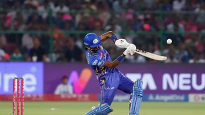 Mumbai Indians' captain Hardik Pandya plays a shot