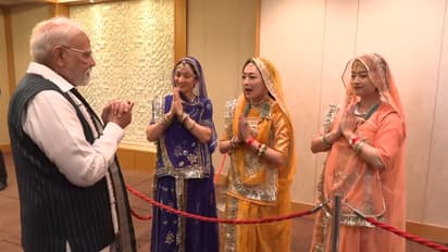 pm Modi arrives in Tokyo welcomed with cultural performances with Indian