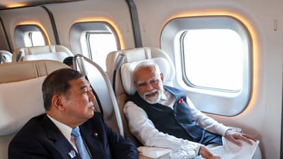 PM Narendra Modi accompanied by Japan PM Shigeru Ishiba travel in Shinkansen bullet train