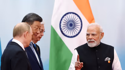 PM Modi, Chinese President Xi Jinping, and Russian President Vladimir Putin in conversation at the venue of the Shanghai Cooperation Council (SCO) Summit, in Tianjin, China