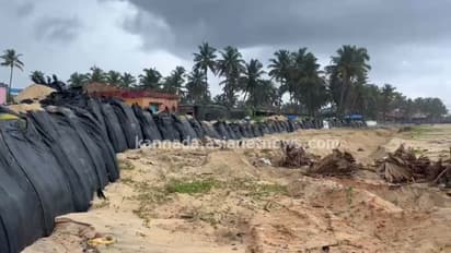 Sandbags placed at Meenakaliya Beach in Mangaluru