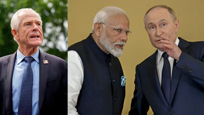 White House trade adviser Peter Navarro, Narendra Modi and Vladimir Putin