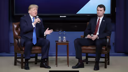 Donald Trump (L) and Charlie Kirk (R)