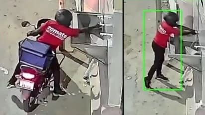 Caught On Camera: Zomato Delivery Agent Allegedly Seen Stealing Tap From UP Temple Kiosk (WATCH)