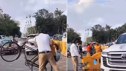 Pune Traffic Cop Pushes Cyclist, Throws Loaded Bicycle Onto Road For VIP Vehicle To Pass | WATCH Video
