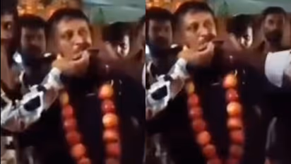 Inmate Srinivasa alias Gubbachhi Seena celebrating birthday inside Parappana Agrahara Jail, Bengaluru