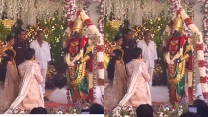 Man dressed as Lord Venkateswara blesses couple at Bengaluru wedding
