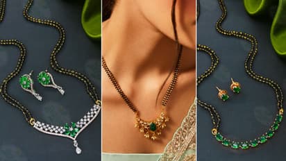 Green Stone Mangalsutra Gold Designs For Sawan
