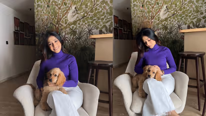 Dhanashree Verma with pet dog