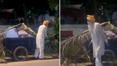 Inderjit Singh Sidhu cleans Chandigarh street