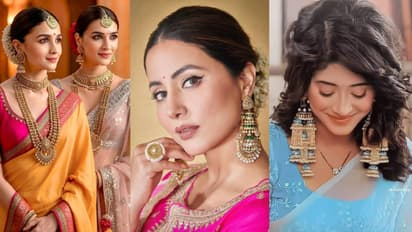 Heavy gold jhumka like celebs for Indian festivals