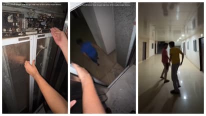 joy of finally getting out after being stuck in the elevator of the restaurant