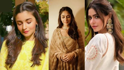 Trending open hairstyle for traditional outfit