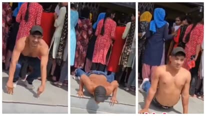 Man’s Shirtless Stunt Outside Girls' College