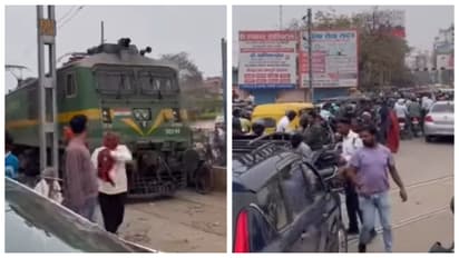 trains stuck in traffic jam