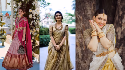 South Indian silk lehenga design for Onam