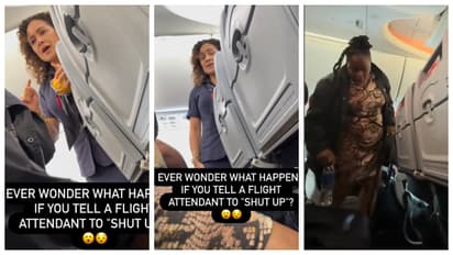 passenger tell the flight attendant shut up