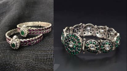 Traditional silver bangle design for festival