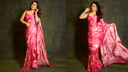 Avneet Kaur floral saree look