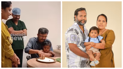 Kashinathan sat on Dr Shabeerali's lap and wrote his first letter Aa